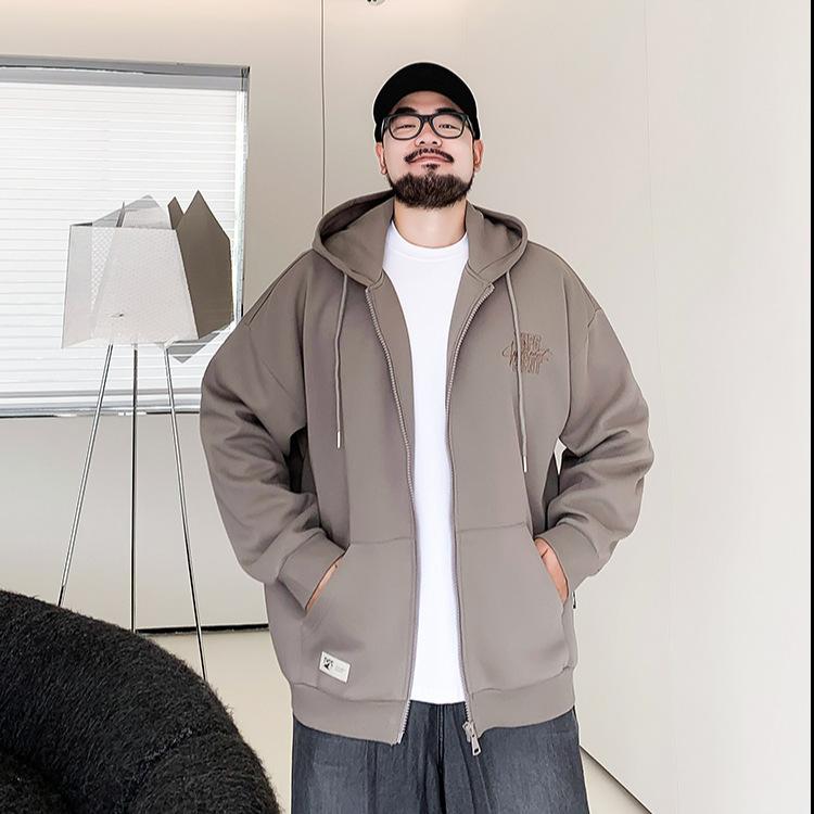 パーカー メンズ 男性用 大きいサイズ 春秋 長袖 ジップアップ フード付き 2XL 3XL 4XL 5XL 6XL 7XL 8XL ゆったり 英? 普段使い ルームウェア ブラック グレーグリーン