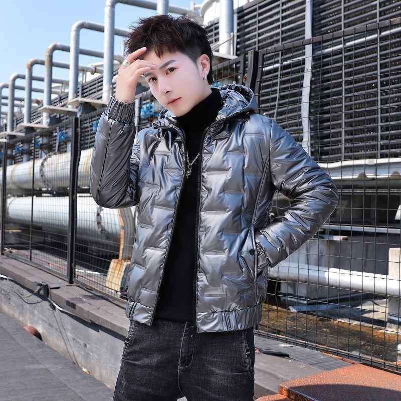 落ち込む上衣 メンズ 軽さ 防寒 撥水 光輝 遊撃手丈 ボンネット付き添い人 中綿 立ち襟 アウター 前掛け 上衣 秋冬 黒いこと しろがね色(x2)