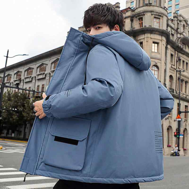 羽?服 メンズ 成人男性用 連帽 多衣嚢 白ダックダウン 中綿 防寒 アウター 前掛け 上衣   心地好い 表現スタイル 秋冬
