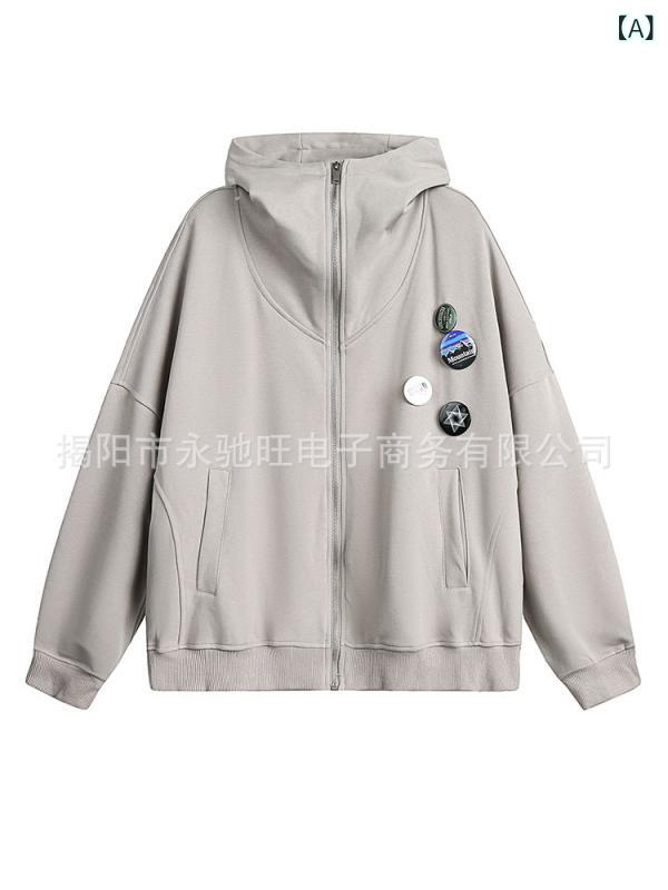 パーカー メンズ レディース 男女兼用 ストリート系 ヒップホップ ラフ着 ルームウェア スエット 部屋着 トップス コットン混紡 春秋 薄手 ゆったり グレー ブラック(x2)