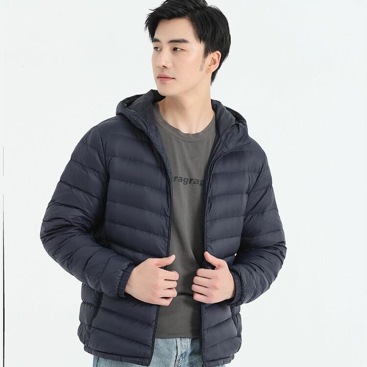 羽?服 メンズ 男性用 軽量 防寒 撥水 透湿 フード付き ジャケット ブルゾン 秋冬 アウター 普段使い カジュアル スタイル 40代 50代 (x2)