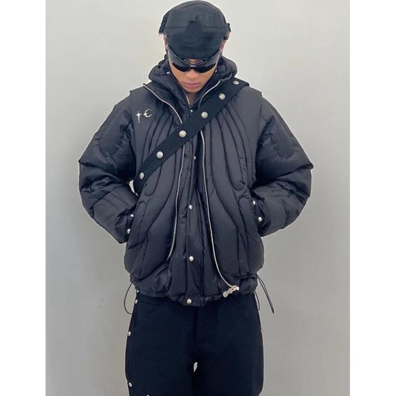 ダウンジャケット 男性用 ナイロン 防風 防水 アウター フード付き 黒 冬季 若者 休? 暖かい|LINEAR shop