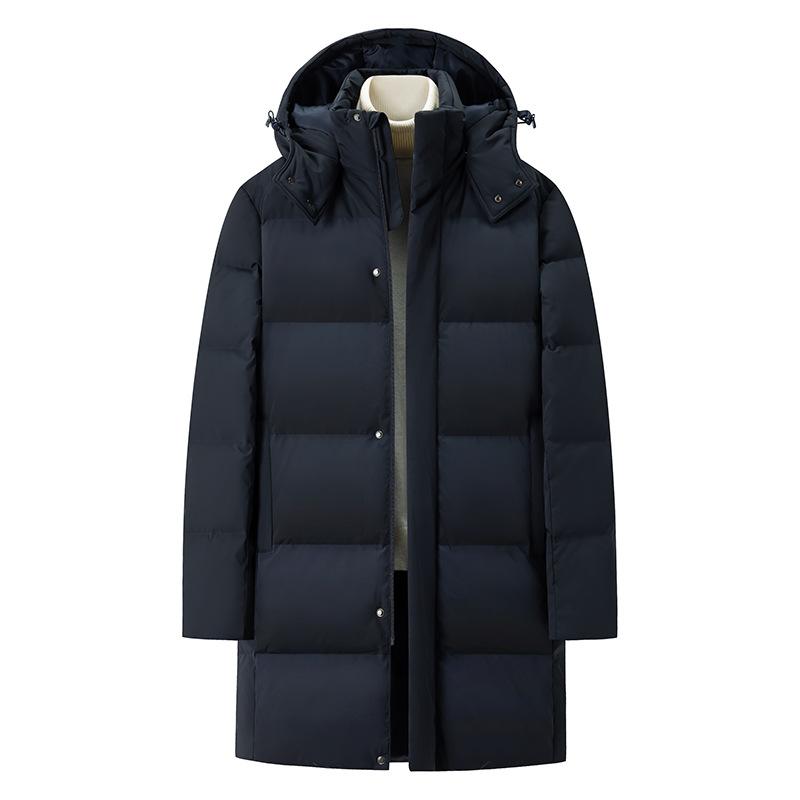 羽絨服 メンズ レディース 85%ダウン 防寒 防水 防風 フード付き ロング丈 アウター ブラック レッド ネイビー 冬 スポーティー カジュアル(x2)|LINEAR shop