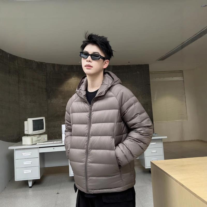 ダウンジャケット メンズ 男性用 薄手 軽量 撥水 防寒 フード付き ショート丈 アウター トップス 秋冬 黒 茶色 緑 M L XL 2XL 3XL 4XL｜LINEAR shop