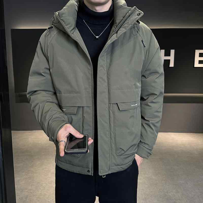 ダウンジャケット メンズ 男性用 防寒 アウター フード付き ワークウェア ミリタリー ブラック 黒 ホワイト 白 グリーン 冬｜LINEAR shop