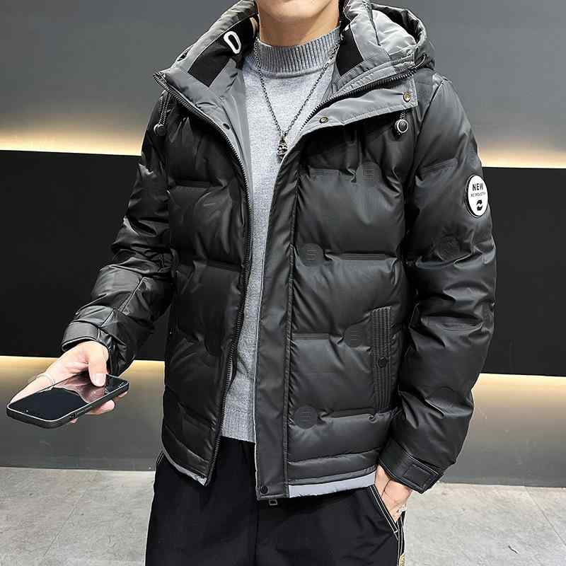 ダウンジャケット メンズ ショート丈 フード付き 冬服 韓国 アウター 軽量 暖かい グレー ホワイト ブラック ダークグリーン |LINEAR shop