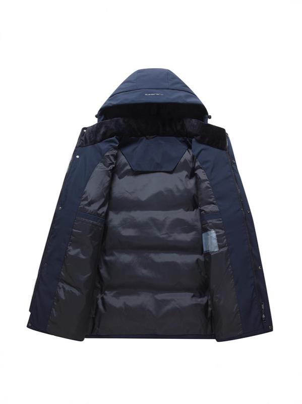 羽?服 メンズ グラデーション カラー フード付き ダウンジャケット 防寒着 秋冬 白?? 詰め物 立襟 連結 フード 取り外し可能 ポリエステル 厚手 無地 黒 白 紺色
