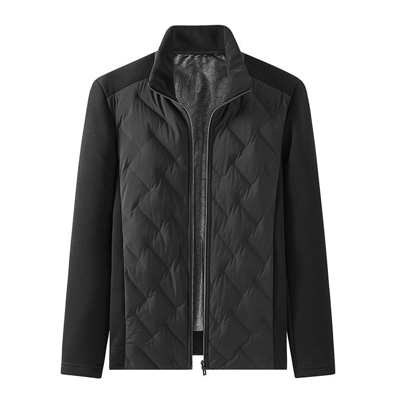 羽?服 メンズ 成人男性用 防風 生あたたかい 練りあわせる型 90 白ダックダウン 斜方形柄 ポリエステル 冬 黒いこと