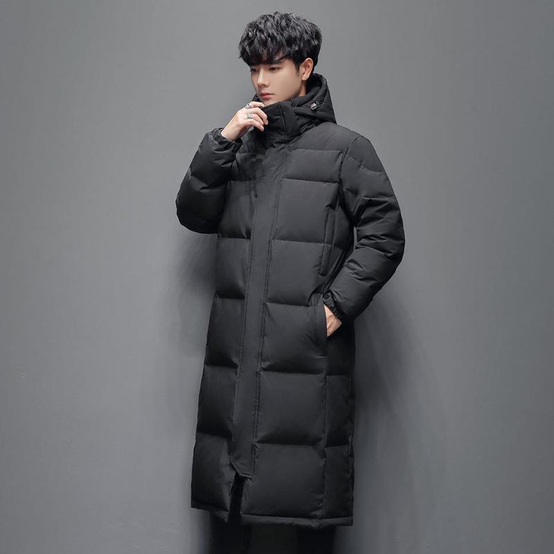 羽?服 メンズ 成人男性用 ロング丈 落ち込む上衣 ひざ丈 立襟 ボンネット付き添い人 撥水 防風 防寒 黒いこと 象牙色 通い 普段使い