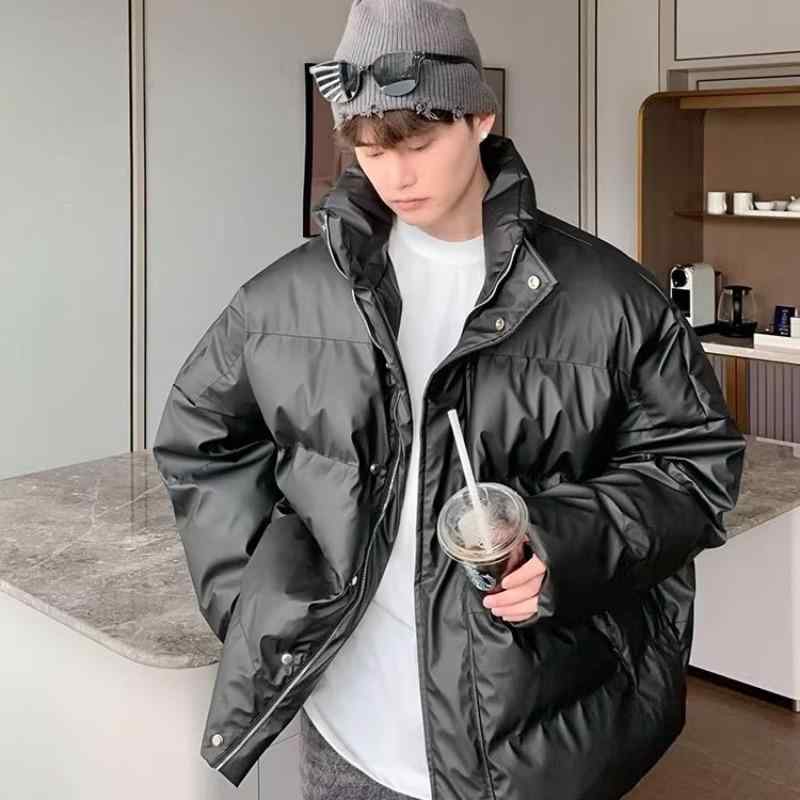 上衣 メンズ 中綿上衣 冬 立襟 朦々たる 防風 生あたたかい ゆったり 無地 黒 薄墨色 スポーティ(x2)