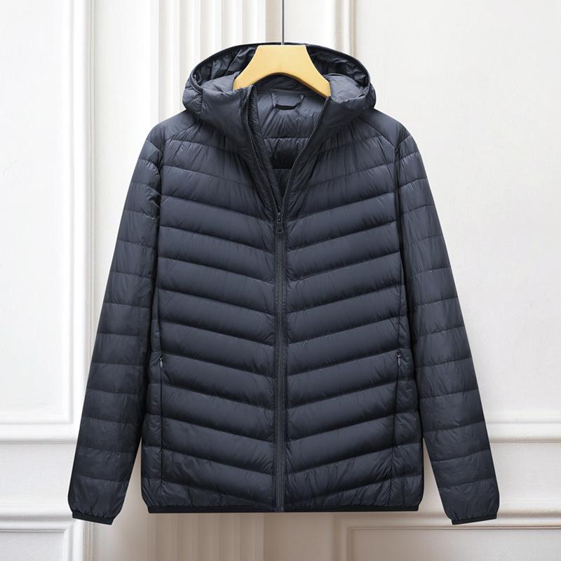 羽絨服 メンズ 男性用 秋冬 防水 軽量 撥水 防寒 フード付き 白ダックダウン アウター コート ジャンパー ブルゾン 黒 紺 グレー