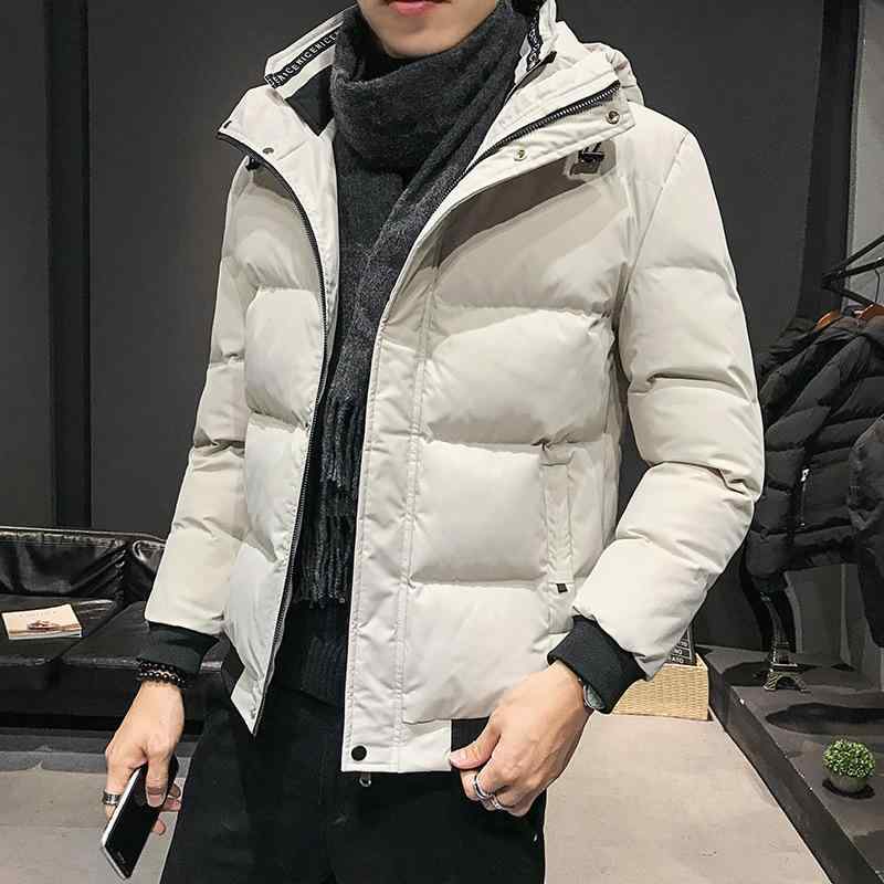 綿上衣 メンズ 落ち込む風 中綿 二分の一厚地の外套 ボンネット付き添い人 防寒着 か細い 遊撃手丈 ポリエステル 黒/象牙色(x2)
