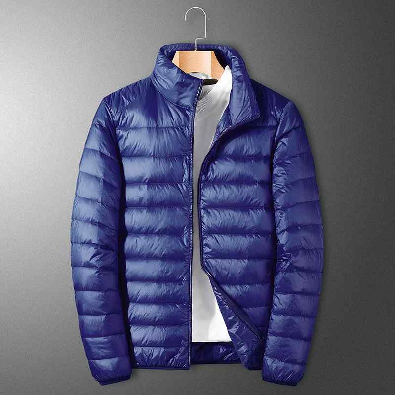 羽?服 メンズ 秋冬 ショート丈 ライトダウン 50%ダックダウン 立襟 防寒 軽量 暖か 大サイズ グレー 黒 赤 ネイビー