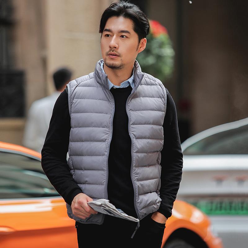 落ち込む限りない メンズ 成人男性用 ともし火落ち込む 肌付き落ち込む 秋冬 90%落ち込む 立ち襟 無地 薄っぺら 軽さ 生あたたかい 防寒 薄墨色 黒 赤 紺色(x2)