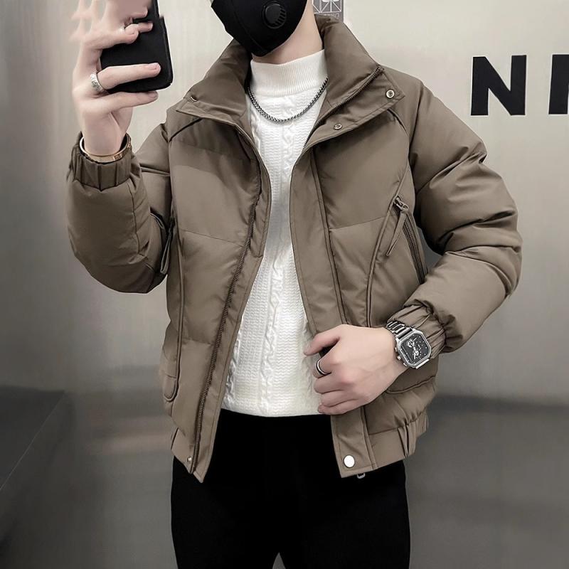 綿ジャケット メンズ 冬服 厚手 ポリエステル 立襟 無地 中綿 防寒 暖か あったか 普段使い アウター トップス ブラック カーキ