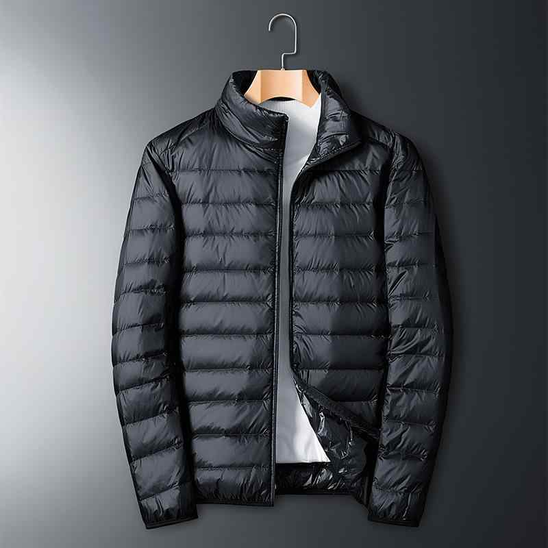 羽?服 メンズ 男性用 ライトダウン ジャケット アウター ジャンパー ブルゾン 立襟 防寒 暖かい 軽量 秋冬 ブラック グレー ネイビー ワインレッド ブルー