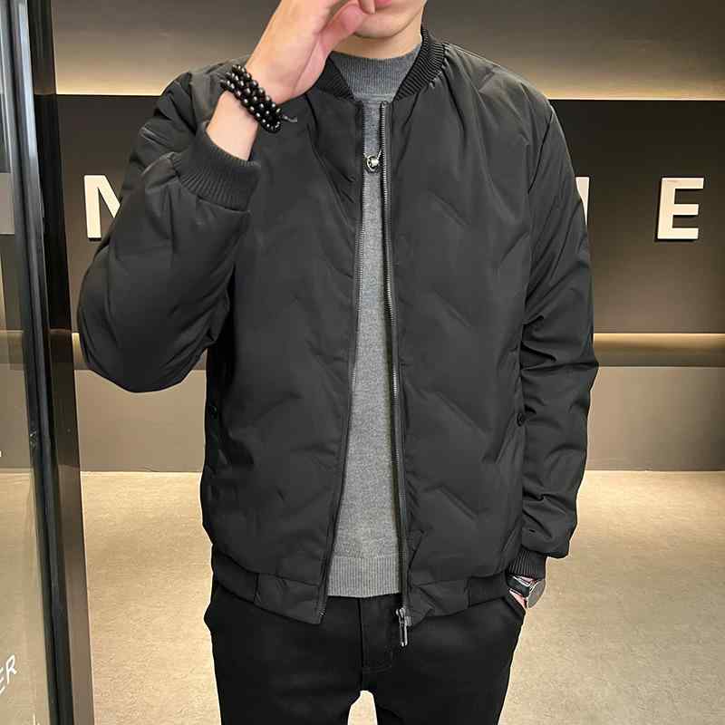落ち込む上衣 メンズ 成人男性用 遊撃手丈 中綿 棒球 上衣 アウター 前掛け 上衣 秋冬 防寒 生あたたかい 無地 黒 カーキ(x2)