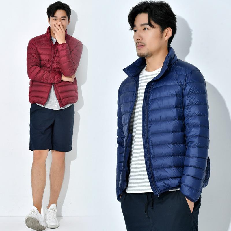 羽絨服 メンズ 成人男性用 ともし火落ち込む 立襟 薄っぺら 防寒 保温 アウター 秋冬 黒 紺 薄墨色 赤 M L XL 2XL 3XL(x2)