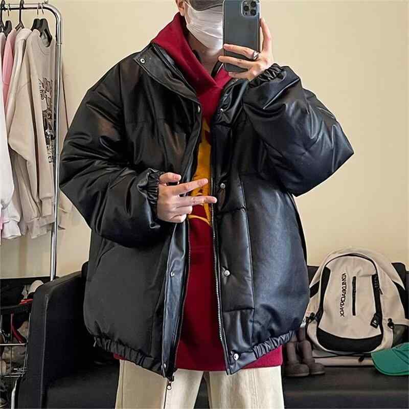 ジャケット メンズ 中綿 立襟 秋冬 レトロ ストリートスタイル ルーズフィット ポリエステル ブラック系