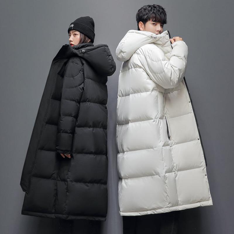 厚地の外套 男女兼用 落ち込む風 中綿 韓国 ロング丈 朦々たる 膝丈 ポリエステル 有りの実 白いこと 黒いこと 白 黒 S M L XL 2XL 3XL 4XL(x2)