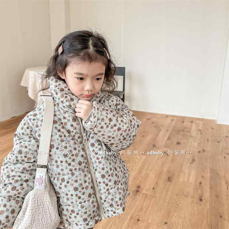 赤ちゃん服 ガールズ 中綿上衣 秋冬 うしろ帯 アウター 高襟 防寒 普段使い走り サクラ色系 赤銅色系 80糎 90糎 100糎 110糎 120糎 130糎(x2)