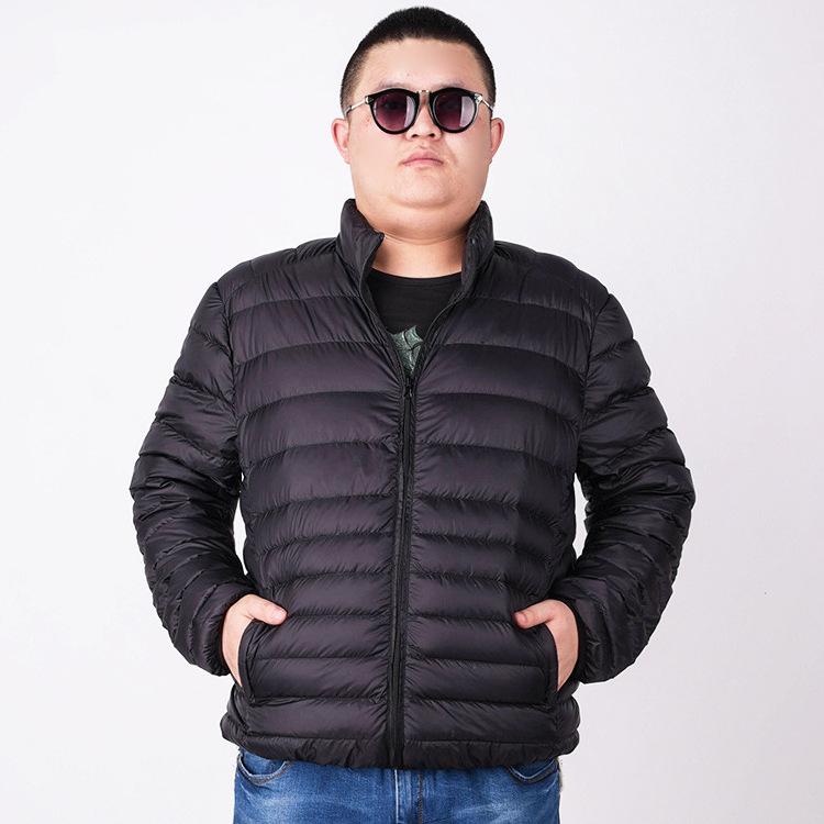 羽?服 メンズ 成人男性用 馬鹿でかい大きさ 立襟 ライトダウンジャケット 遊撃手丈 薄っぺら 秋冬 黒 紺 薄墨色 ぶどう酒赤いこと(x2)