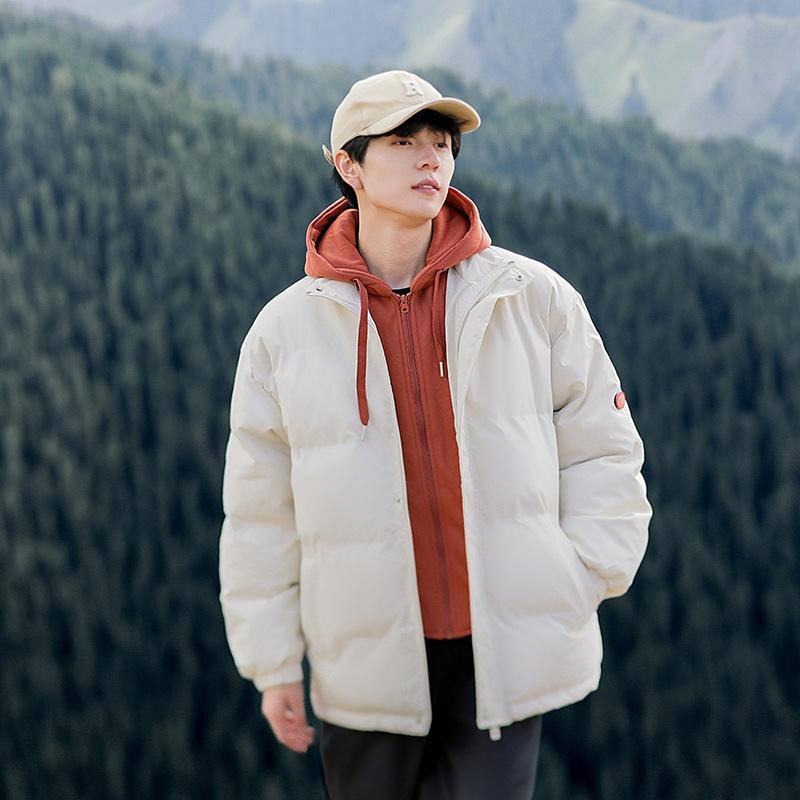 綿上衣 メンズ 成人男性用 中綿前掛け ボンネット付き添い人 編み物帽付き添い人 うつり変わり 薄墨色 黒 サクラ色系 青み カーキ 撥水 防寒 生あたたかい 秋冬(x2)