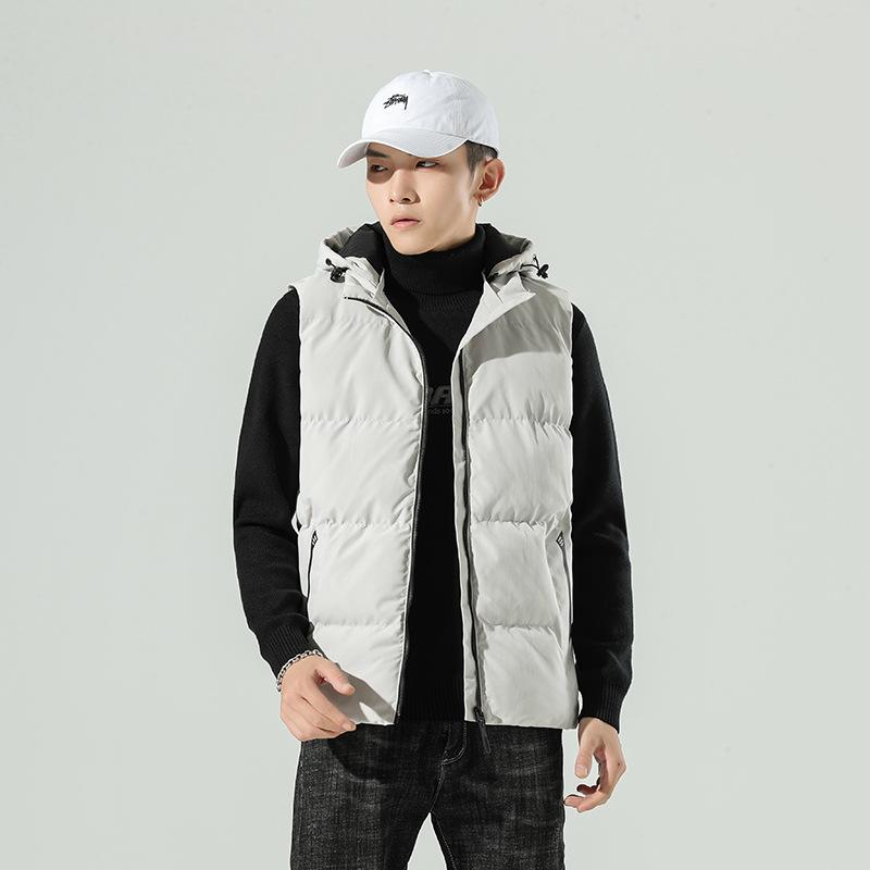 ダウンベスト メンズ 男性用 秋冬 韓国 立襟 中綿 厚手 防寒 あったか チョッキ アウター カジュアル スポーティ