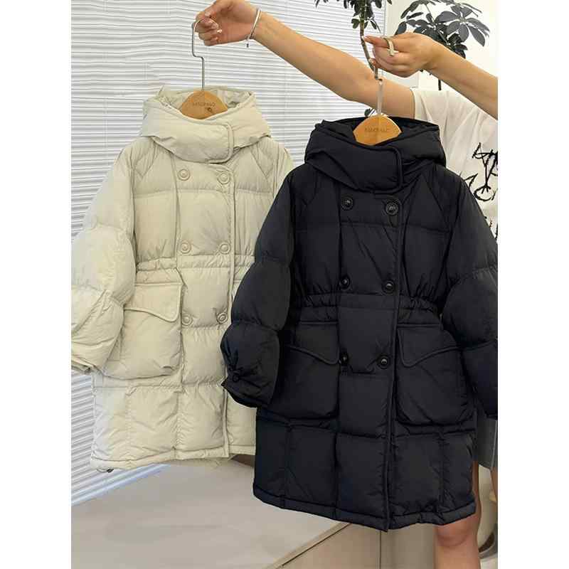赤ちゃん服 ガールズ 落ち込む風上衣 冬用 中綿 厚地の外套 韓国 朦々たる アウター うしろ帯 120糎 130糎 140糎 150糎 160糎 170糎 ポリエステル 黒いこと 象牙色(x2)