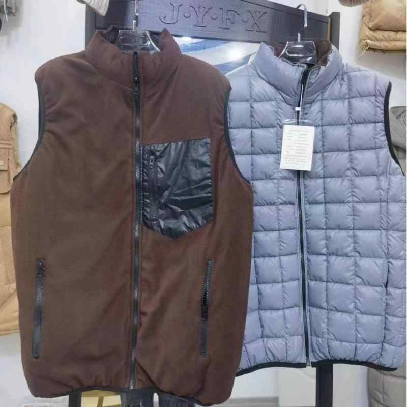 ベスト 男性用 秋冬 韓国 ダウン風 中綿 チョッキ 厚手 あったか 防寒 アウター 普段使い 部屋着 ブラック ブルーグレー(x2)
