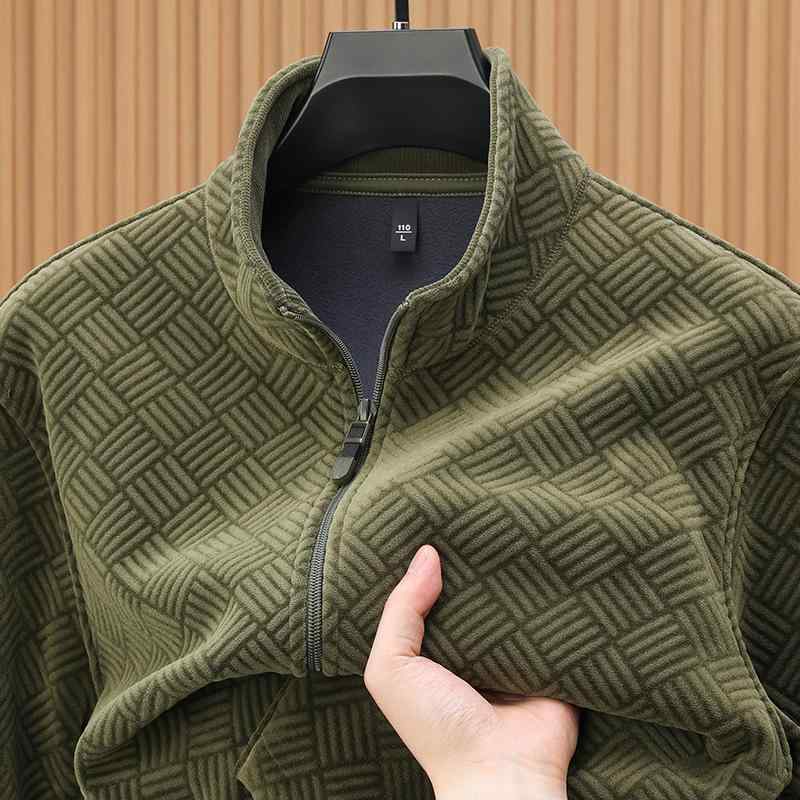 メンズ スウェット トレーナー 秋冬 立襟 フルジップ カーディガン ジャケット トップス 男性用 裏起毛 厚手 無地 普段使い 部屋着 ポリエステル