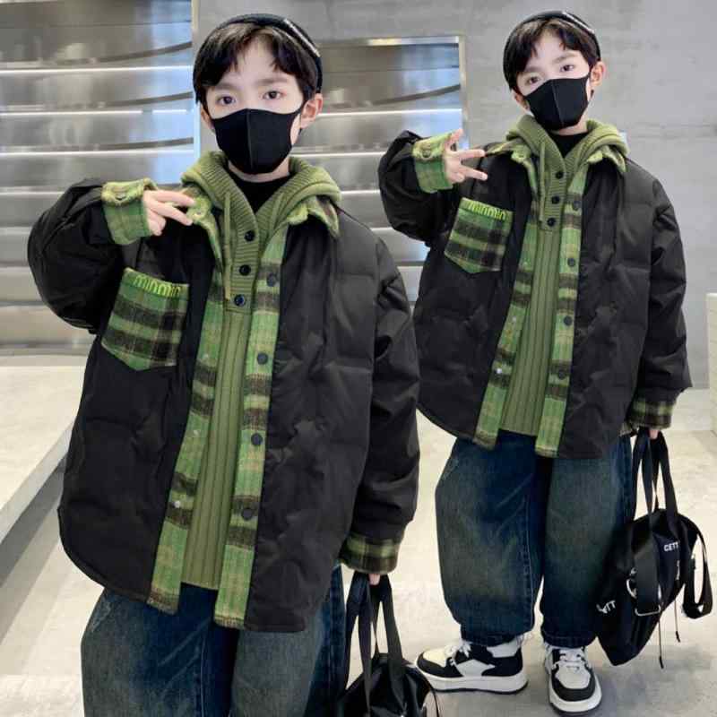 赤ちゃん服 御坊っちゃん用 中綿上衣 アウター 透かし彫り柄 心地好い 8歳以上 冬 加厚 生あたたかい ポリエステル ゆったり 長袖 120糎 130糎 140糎 150糎 160糎 170糎