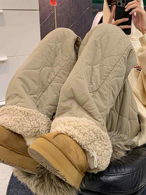パンツ 男性用 防寒 暖か 裏起毛 ダウンパンツ 極寒地仕様 ウエストゴム 調整紐 ブラック ピンク系 コーヒー色 グリーン