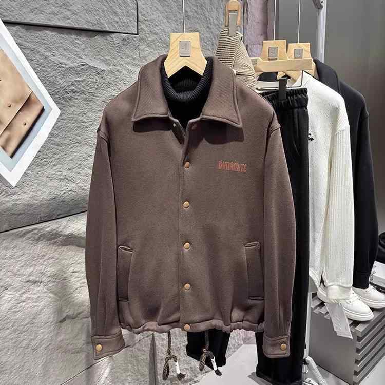 ジャケット 男性用 ブルゾン コットンブレンド 厚手 ゆったり 長袖 秋冬 普段使い 通勤 部屋着 ブラック コーヒーカラー