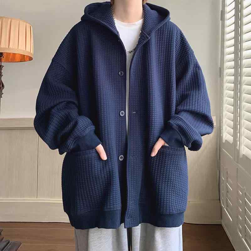パーカー メンズ 春秋 薄手 無地 ジップアップ スウェット トレーナー カジュアル ストリート カンガルーポケット ルーズフィット 大きめ ゆったり 長袖 黒 紺色 カーキ