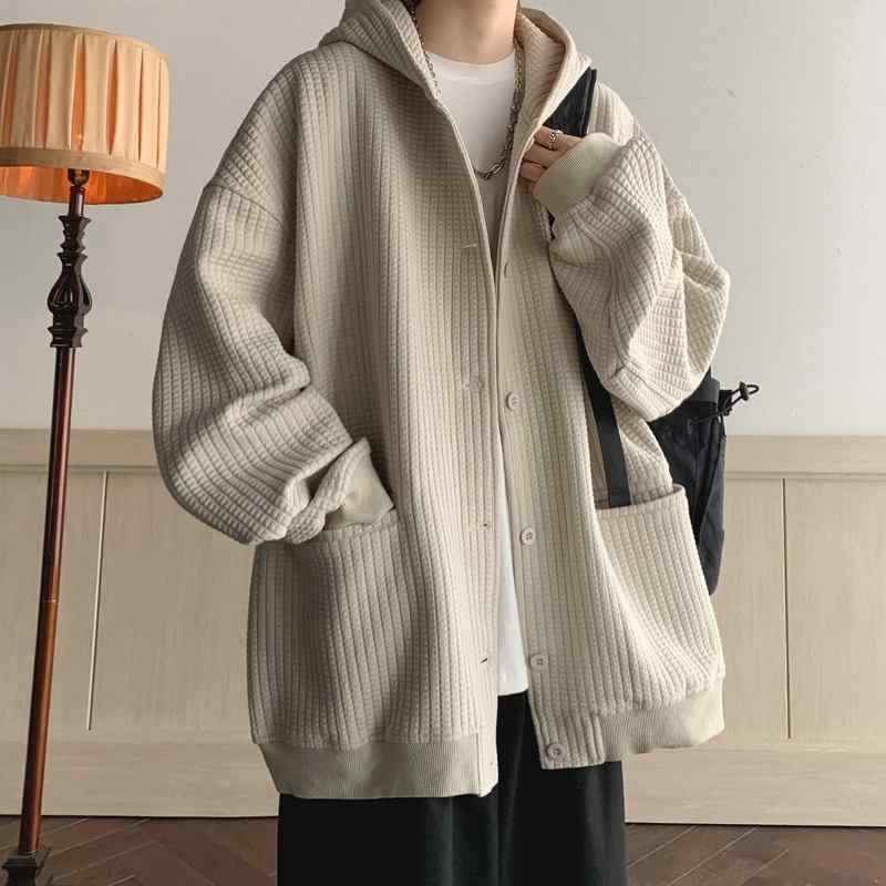 スウェット メンズ 美式 ビンテージ レトロ トレーナー 秋冬 裏起毛 カーディガン ジャケット ブルゾン ゆったり Vネック 長袖 トップス カットソー 無地 春秋 普段使い