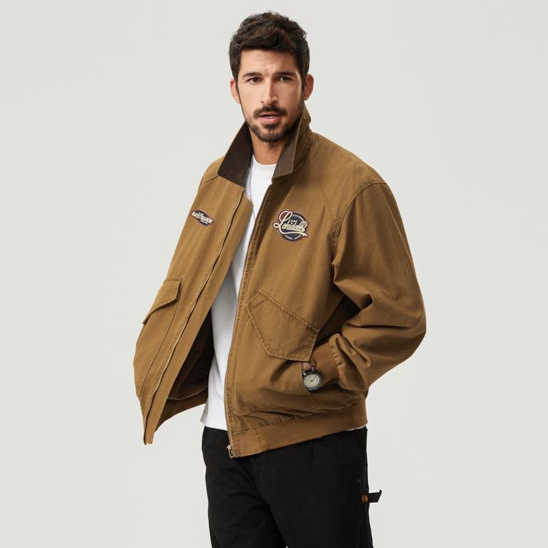 ジャケット メンズ 男性用 綿 フライトジャケット ワークジャケット ブルゾン 野球服 アウター 多ポケット ミリタリー 英?スタイル 金棕 灰青 ブラック 秋