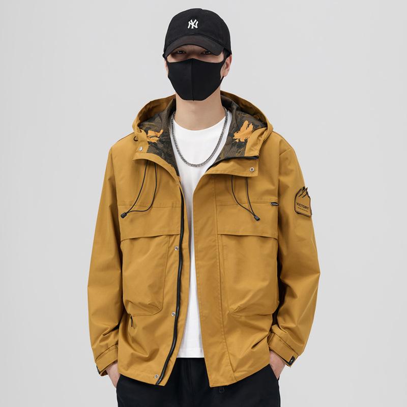 ジャケット メンズ 男性用 マウンテンパーカー 春秋 撥水 防風 速乾 大? ゆったり フード付き アウトドア ブルゾン ブラック グリーン ピンク オレンジ