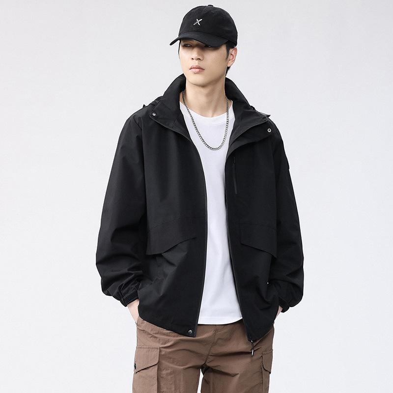 ジャケット メンズ 男性用 耐磨 ワークジャケット 秋冬 アウトドア 登山 防水 防風 フード付き ブルゾン ジャンパー アイボリー ブラック ピンク系