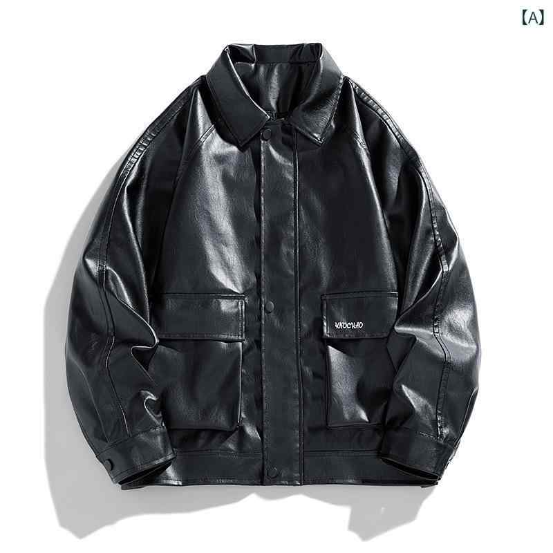 ジャケット 男性用 PUレザー ライダースジャケット スタンドカラー レーシングスタイル ブルゾン アウター ブラック コーヒーブラウン M L XL 2XL 3XL 秋