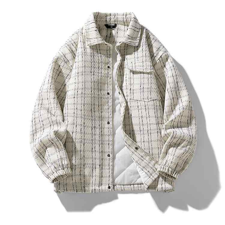 ジャケット メンズ 男性用 チェック柄 ライトアウター コーデュロイ 襟付き ブラック 黒 ホワイト 白 M L XL 2XL 3XL