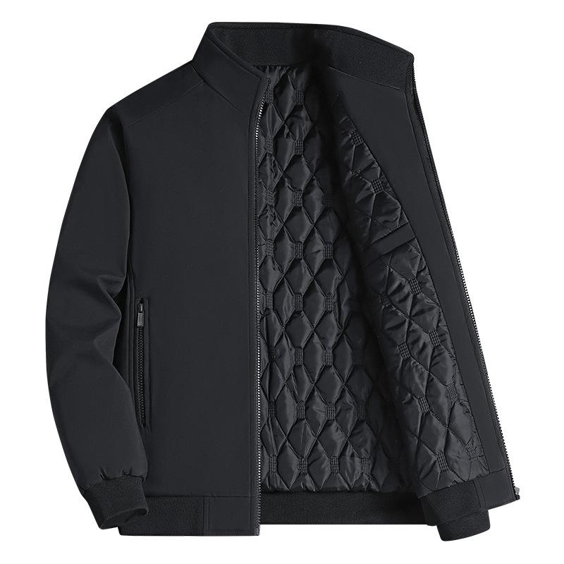ジャケット メンズ 男性用 中老年 防寒 防風 アウター 冬物 シニア 紳士服 上着 ジャンパー あったか 裏起毛 立ち襟 ポリエステル ブラック ブルー グレー