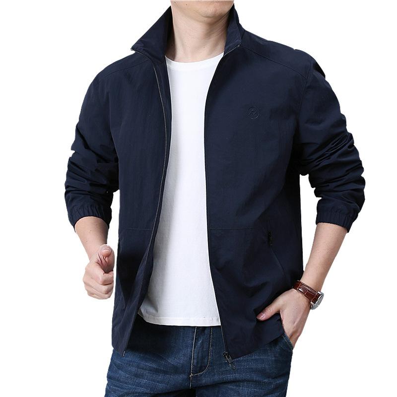 ジャケット メンズ 男性用 アウター 春物 薄手 立ち襟 リラックスフィット カジュアル スポーティ カーキ グレー ブラック ネイビー