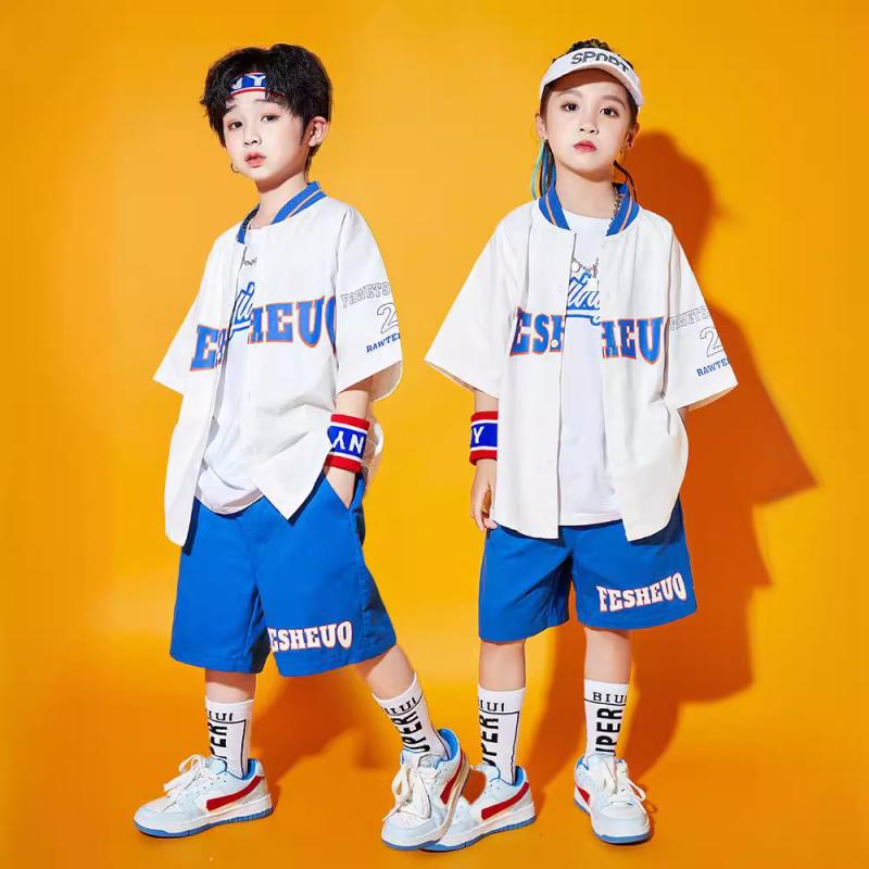 ダンス衣装 キッズ 子供服 ヒップホップ ダンスウェア 男の子 女の子 発表会 イベント 舞台演出服 半袖Tシャツ ブルゾン ハーフパンツ 上下セット