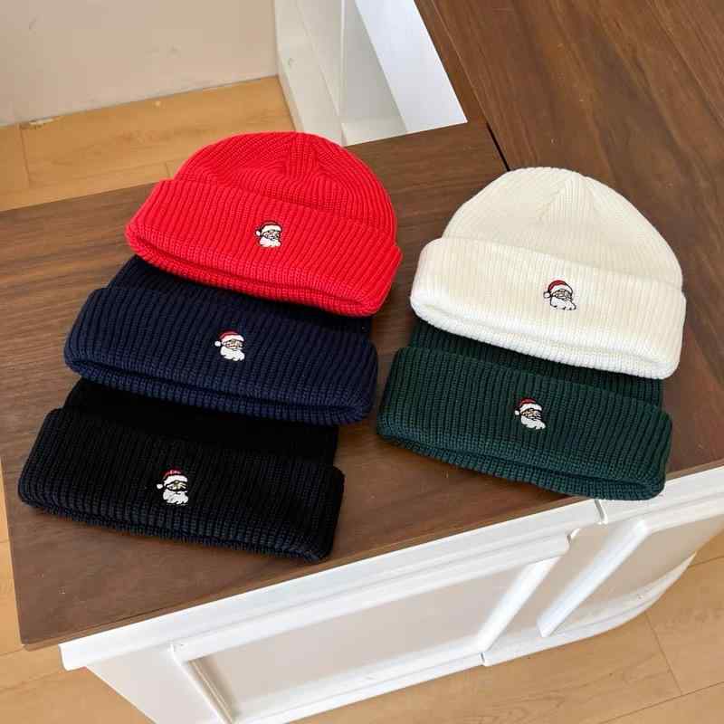 ニット帽 レディース クリスマス サンタ 刺繍 秋冬 赤 暖かい 防寒 かわいい 小清新 オシャレ