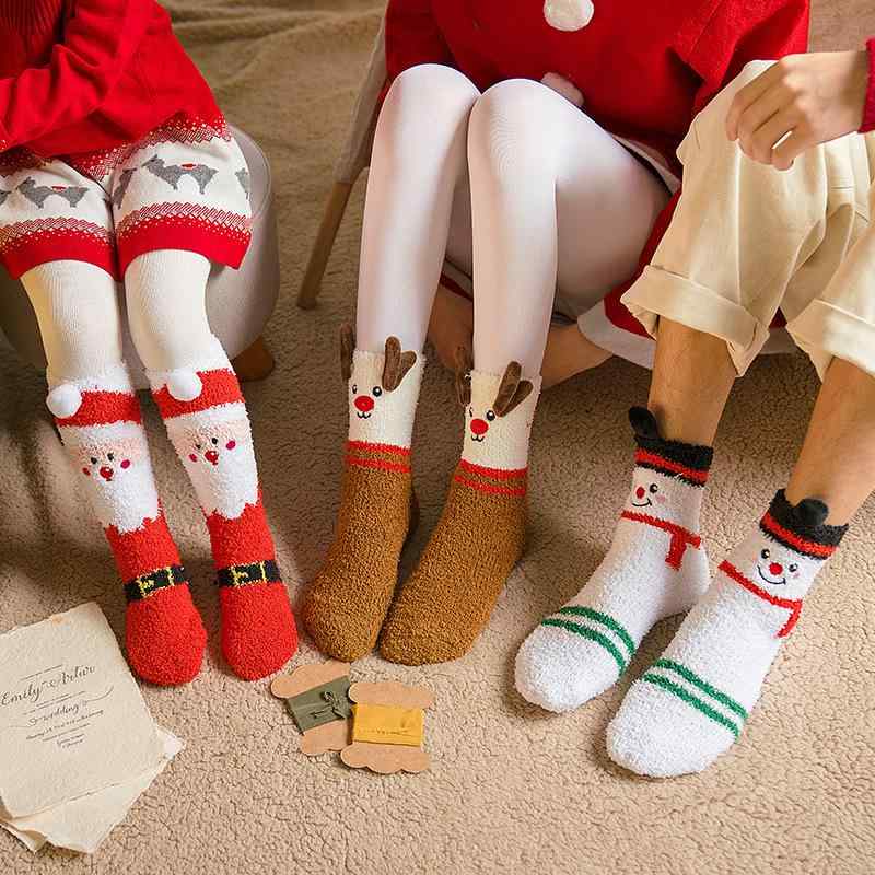靴下 レディース ソックス 裏起毛 クリスマス 冬 暖かい 厚手 ルームソックス 部屋着 カジュアル かわいい(x2)