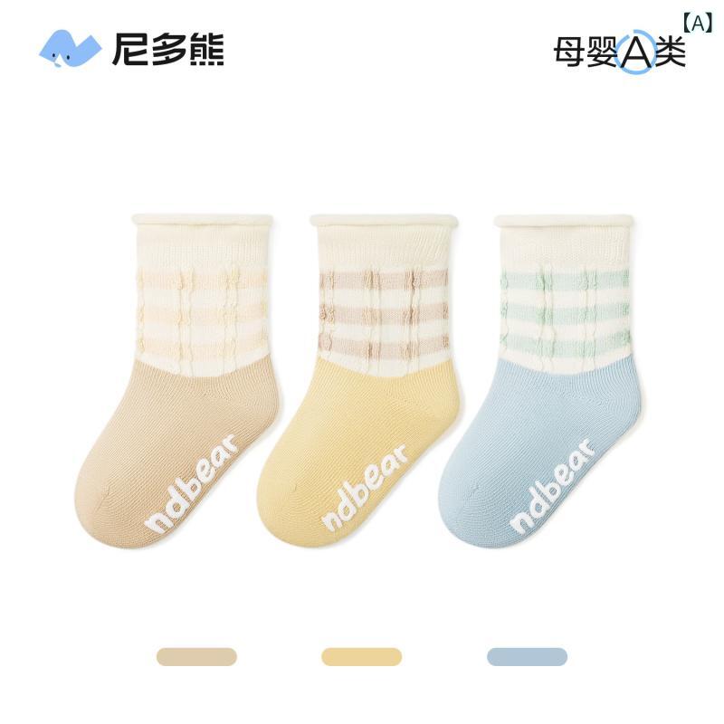 靴下 ベビー キッズ 子供 春秋 綿 無地 ショートソックス 滑り止め 6-12ヶ月 1-3歳 3-5歳 通気性 吸汗