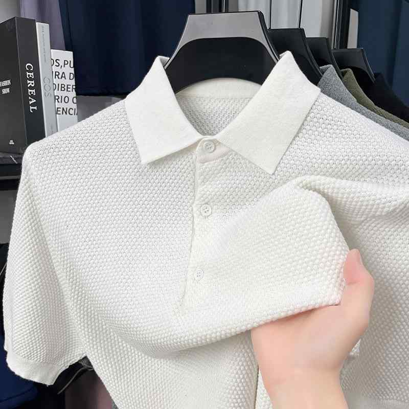 ポロシャツ メンズ 男性用 半袖 Tシャツ カットソー コットン 綿 薄手 無地 カジュアル 普段使い トップス 春夏 グレー グリーン ホワイト ブラック