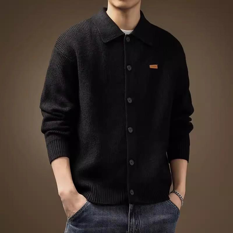 ニット カーディガン メンズ 秋冬 大判サイズ ゆったり 厚手 ニットセーター 燕麦色 黒 深グレー 男性用 普段使い 部屋着