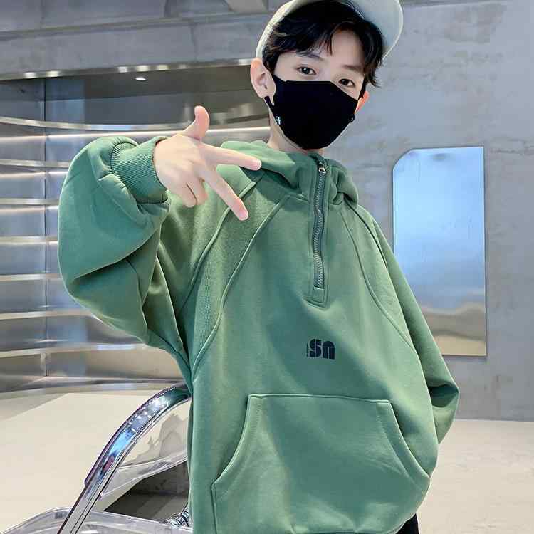 キッズ パーカー 男の子 長袖 プルオーバー スウェット 春秋冬 韓国 子供服 120cm 130cm 140cm 150cm 160cm 170cm 普段着 部屋着 グリーン ベージュ オフホワイト